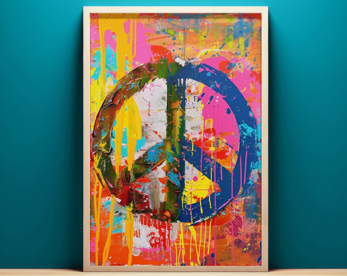 Peace Symbol Pop Art Print, Vibrant Abstract Decor