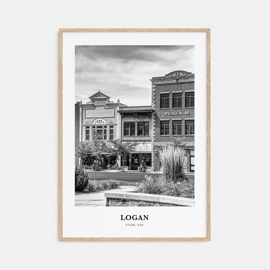 Logan Utah Historic Downtown Main Street Black and White Travel Poster