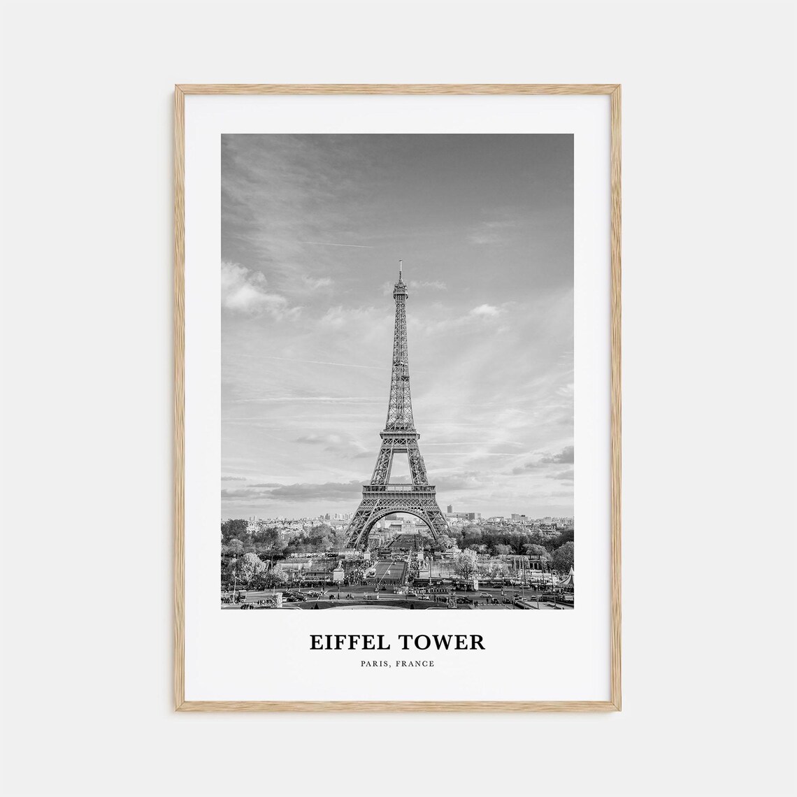 Eiffel Tower Paris France Iconic Landmark Black White Photo Poster