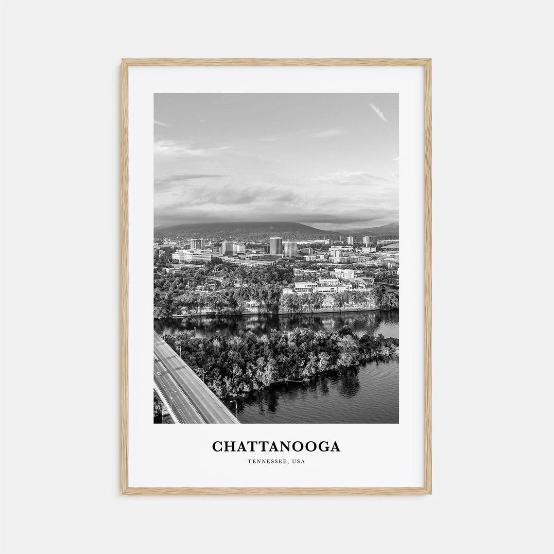 Chattanooga Tennessee City Skyline with River Bridge View Poster
