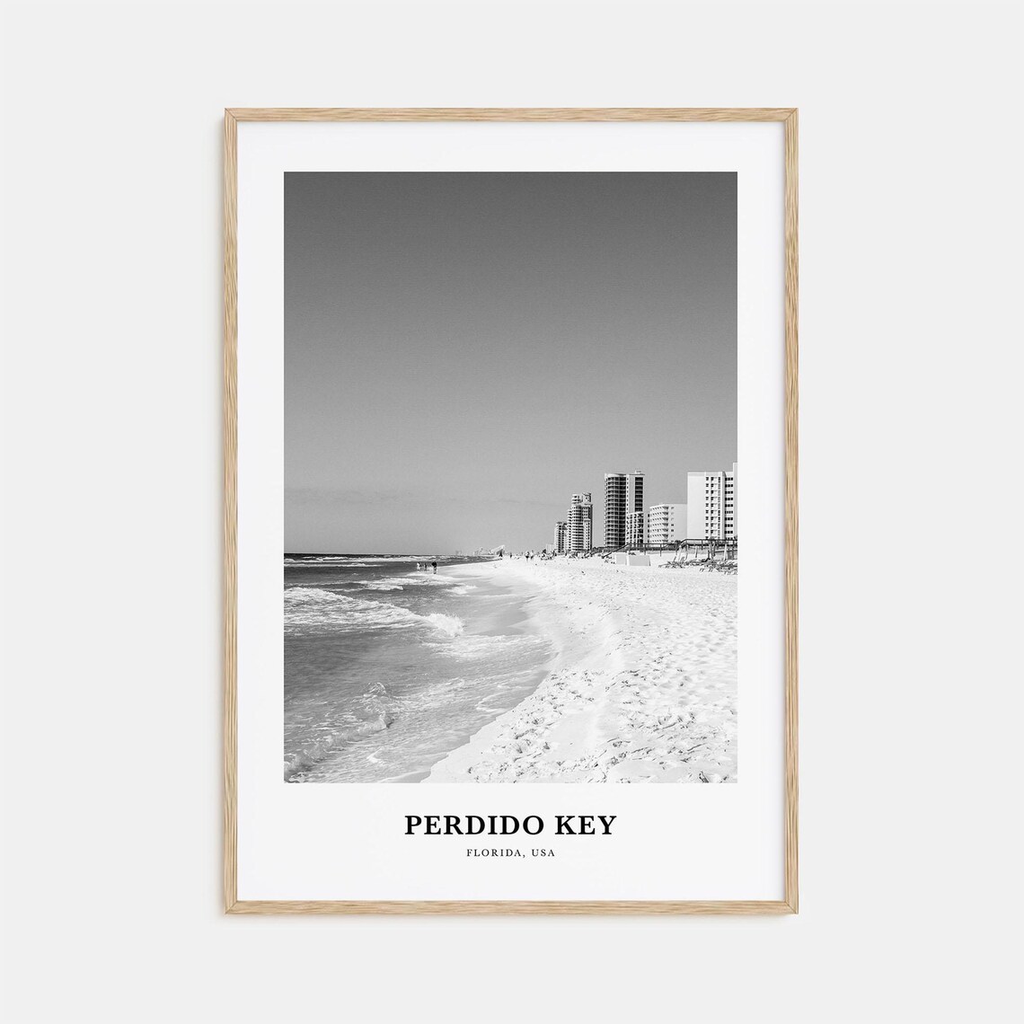 Perdido Key Florida Beach High-Rise Resorts Black and White Poster