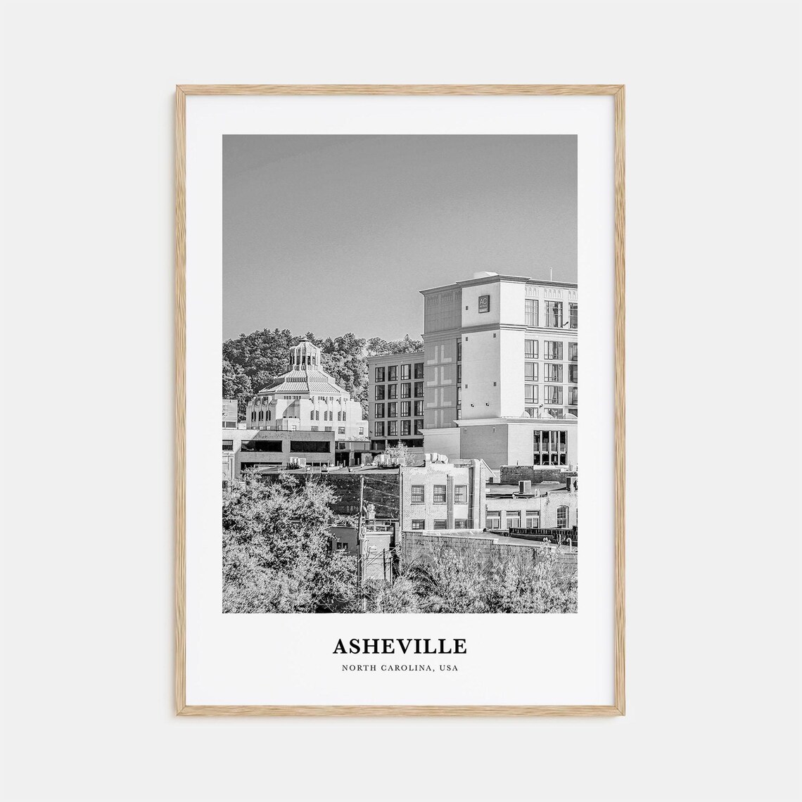 Asheville North Carolina Historic Downtown Streetscape City Poster