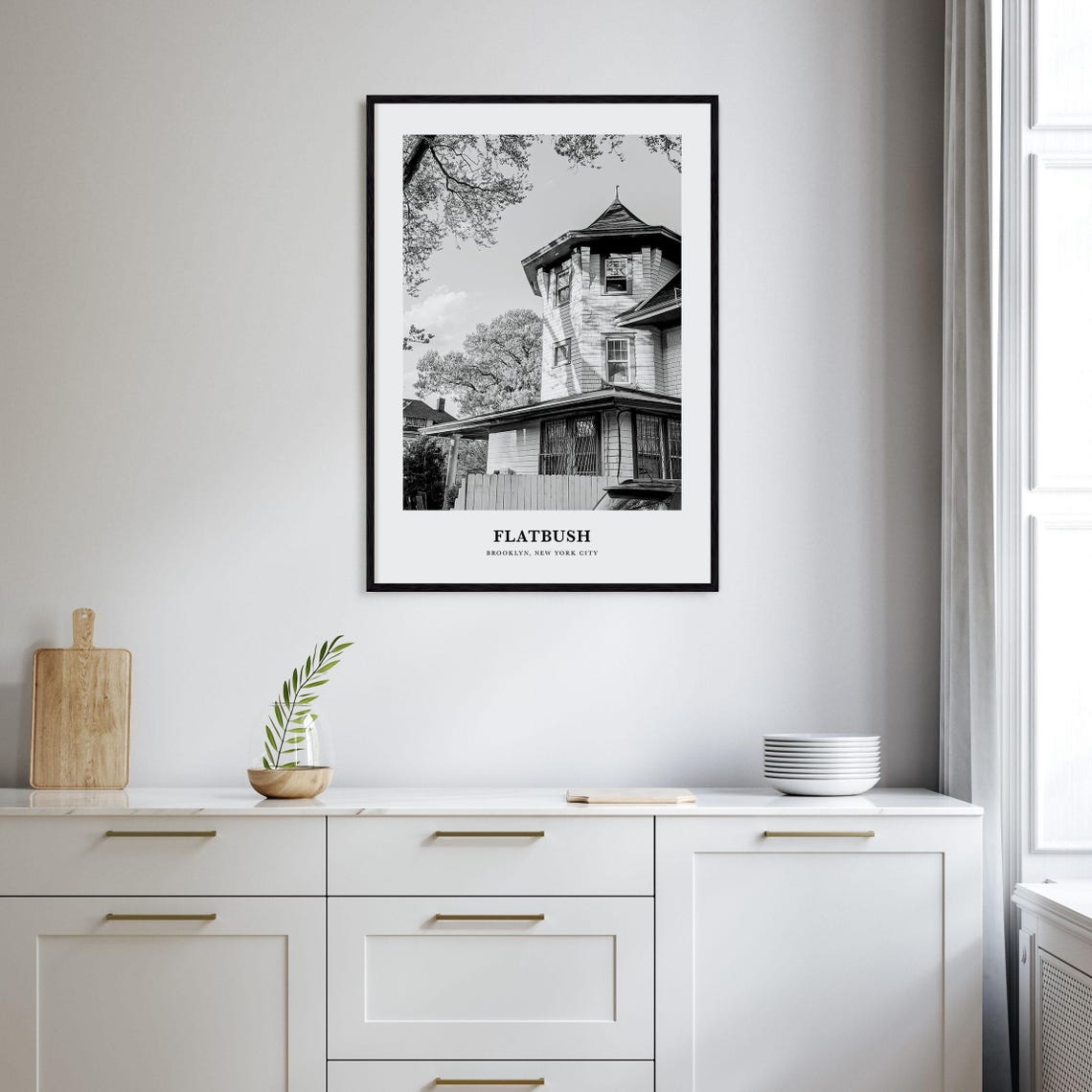 Flatbush Brooklyn Victorian House Black and White Photo Poster - Image 2