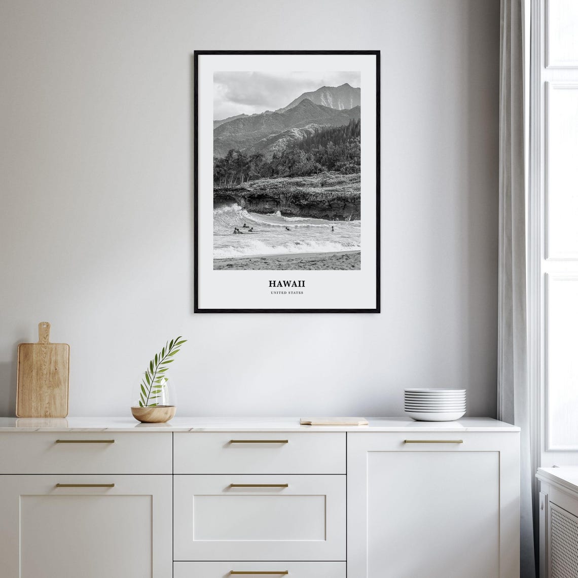 Hawaii Surf Beach with Mountain Backdrop United States Travel Poster - Image 2