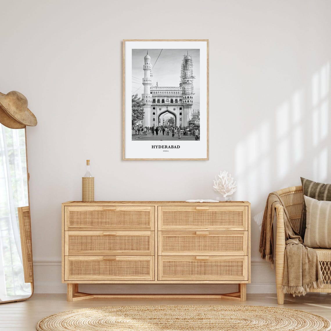 Hyderabad Charminar Monument India Black and White Travel Poster - Image 3