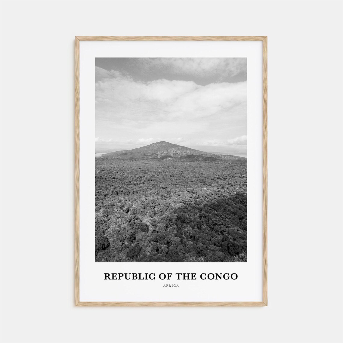 Republic of the Congo Africa Savannah Mountain Black White Poster