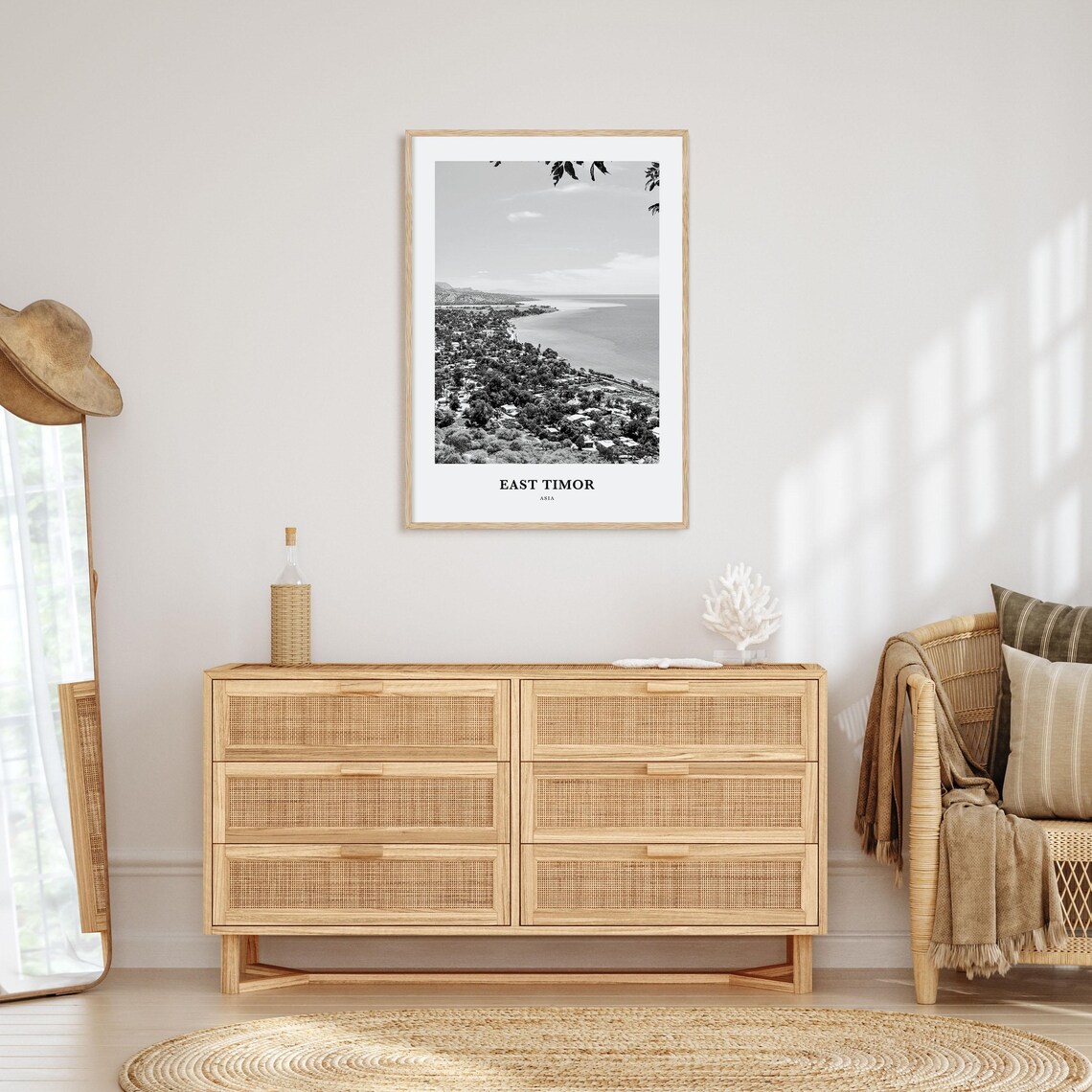 East Timor Coastline Tropical Seaside Bay Black and White Poster - Image 3