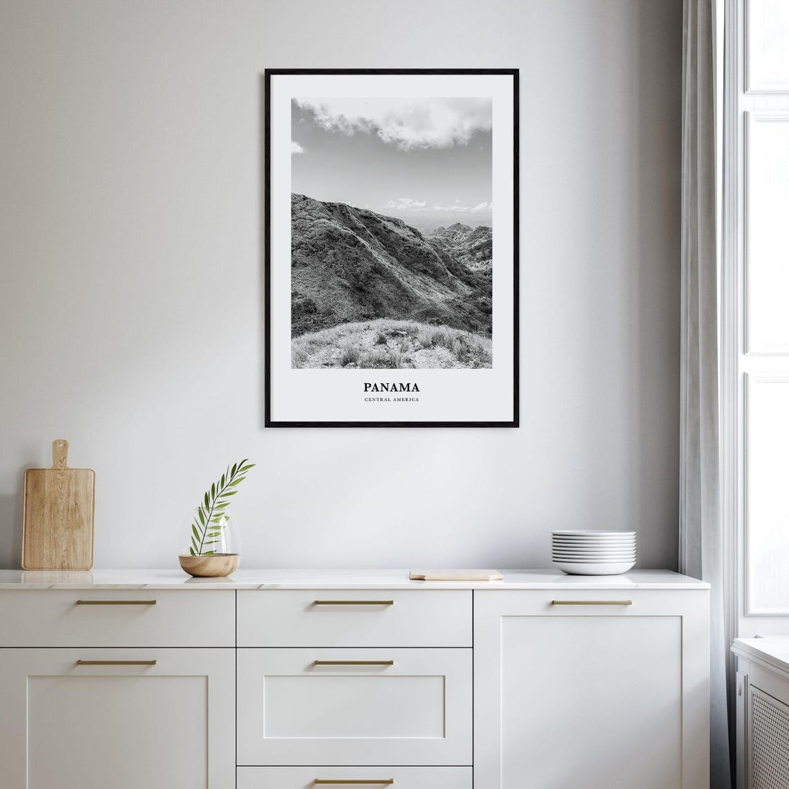 Panama Central America Mountain Ridge Black and White Poster - Image 2