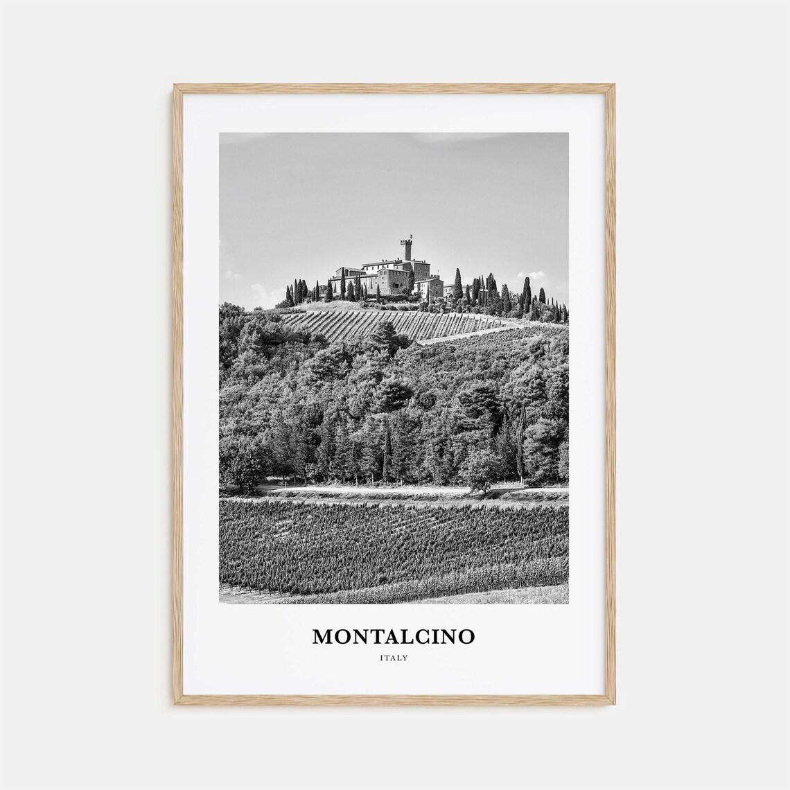 Montalcino Italy Tuscan Vineyard Hilltop Castle Photo Poster