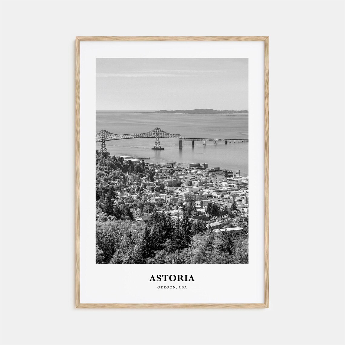 Astoria Oregon Bridge Over Columbia River Black and White Poster
