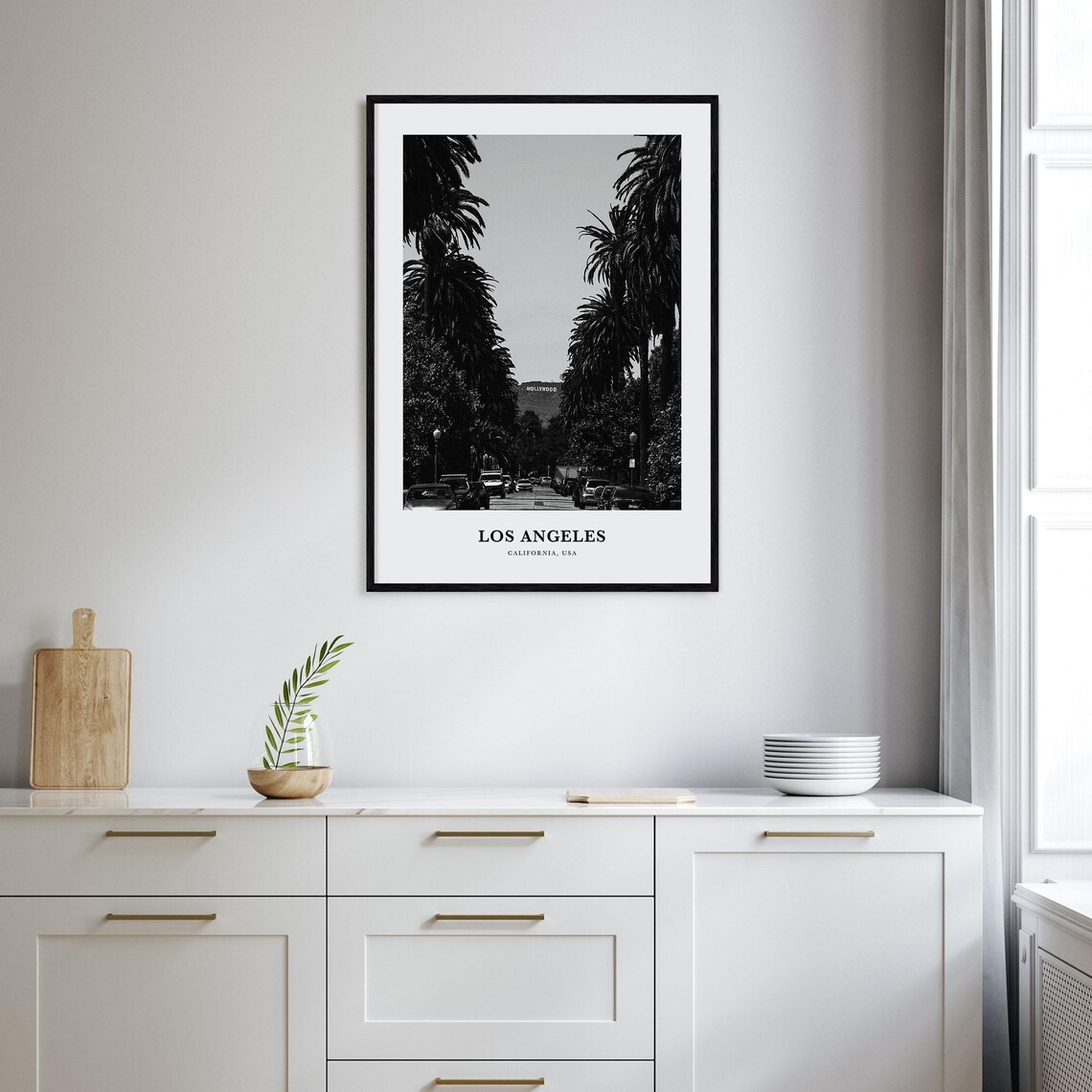 Los Angeles California Palm Lined Street Hollywood Sign Poster - Image 2