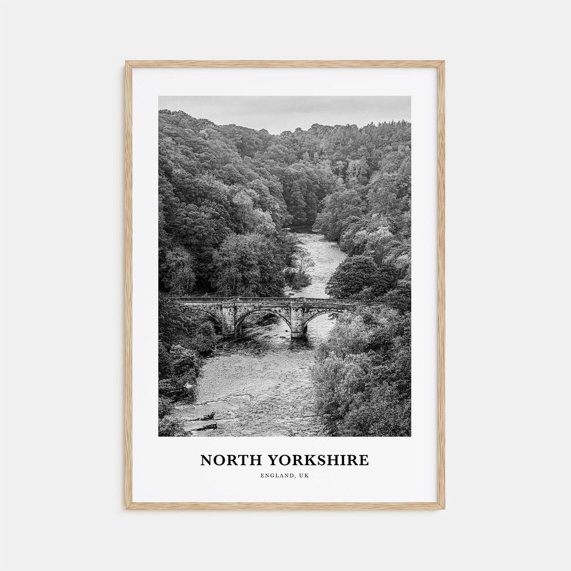 North Yorkshire Stone Bridge Over the River Woodland Valley Poster