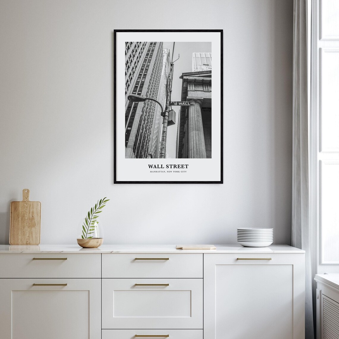 Wall Street Sign Manhattan New York City Black and White Poster - Image 2