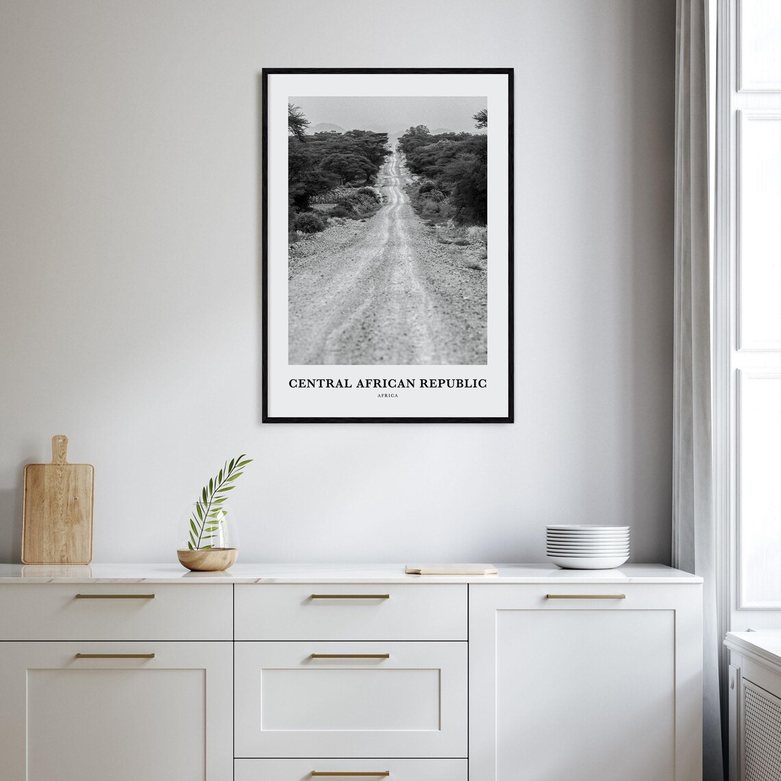 Central African Republic Savanna Dirt Road Black White Travel Poster - Image 2