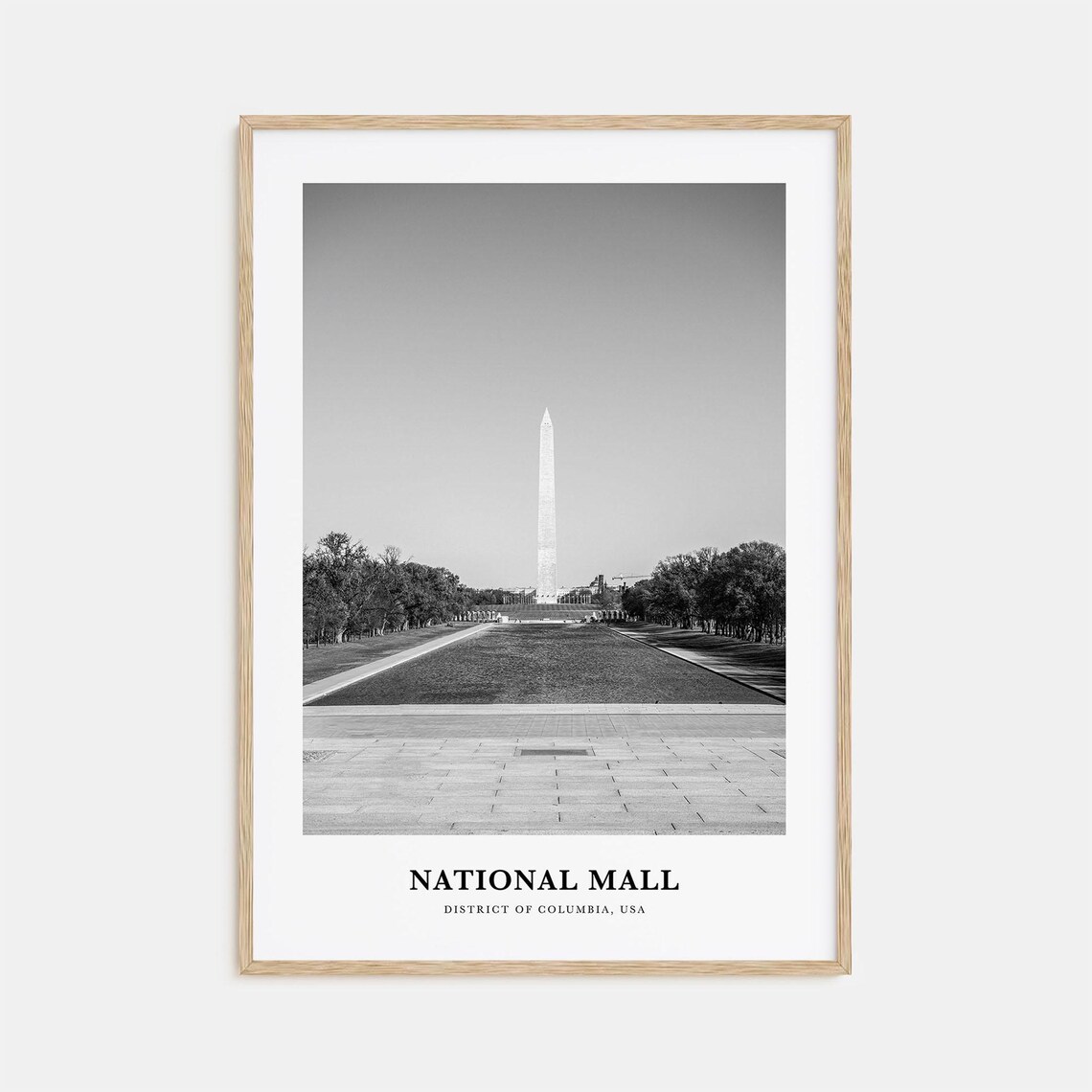 National Mall Washington Monument Black And White Travel Poster