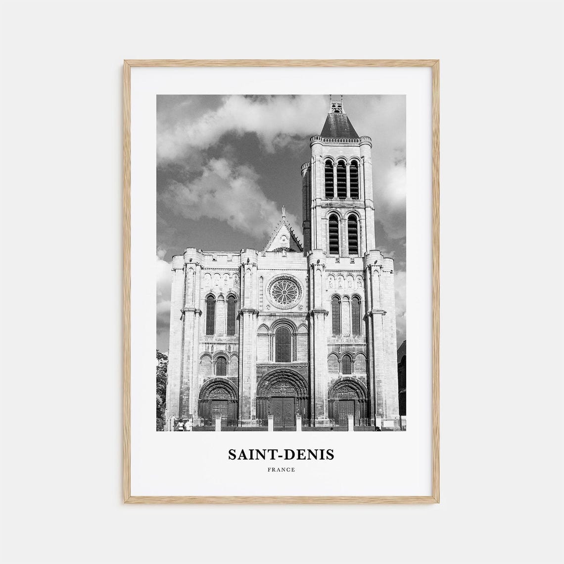 Saint Denis France Gothic Cathedral Facade Black And White Poster
