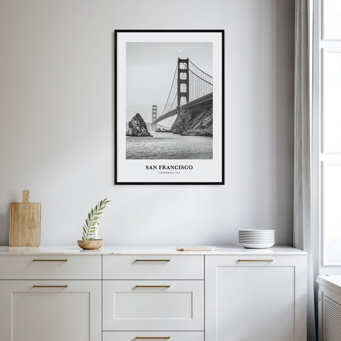 San Francisco Golden Gate Bridge Black and White Photo Poster - Image 2