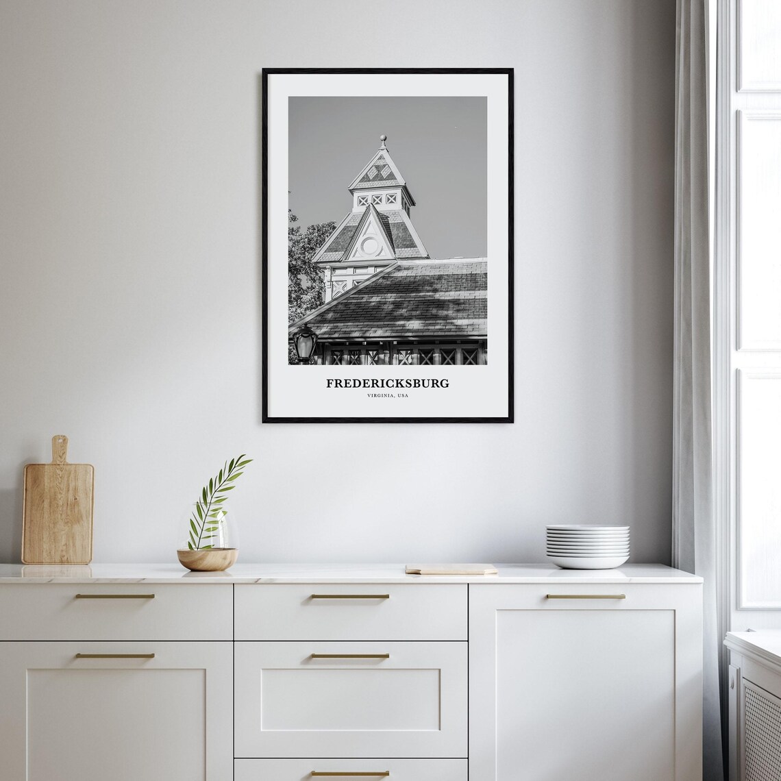 Fredericksburg Virginia Historic Building Black White Poster - Image 2