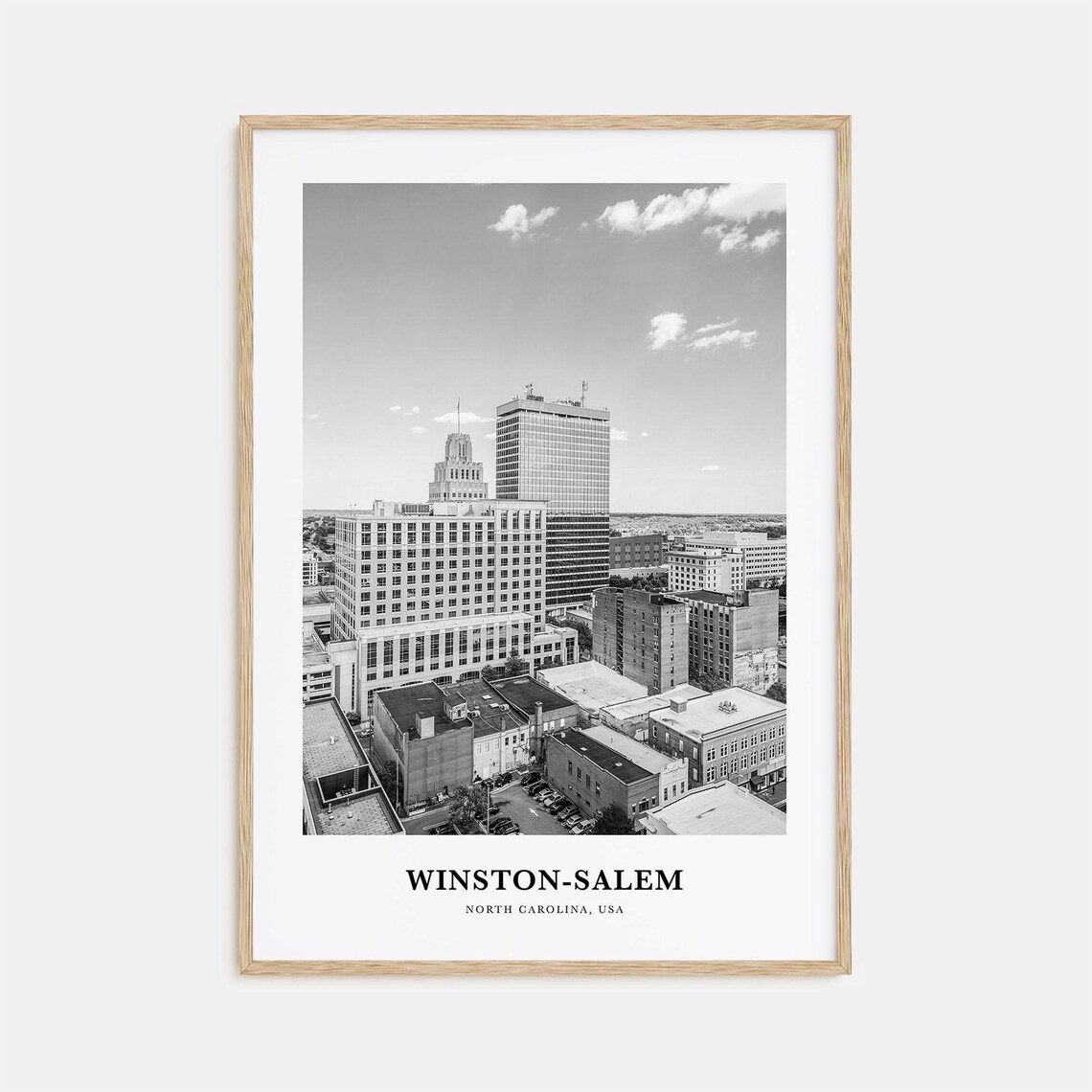 Winston-Salem North Carolina Downtown Skyline Aerial City Poster