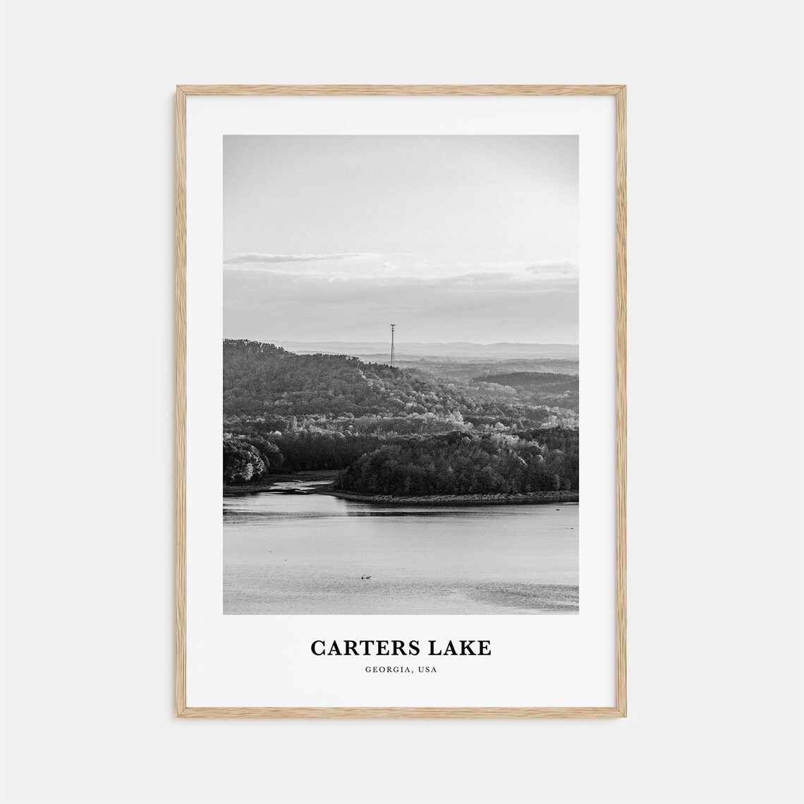 Carters Lake Georgia Calm Lake Hills Black White Travel Poster