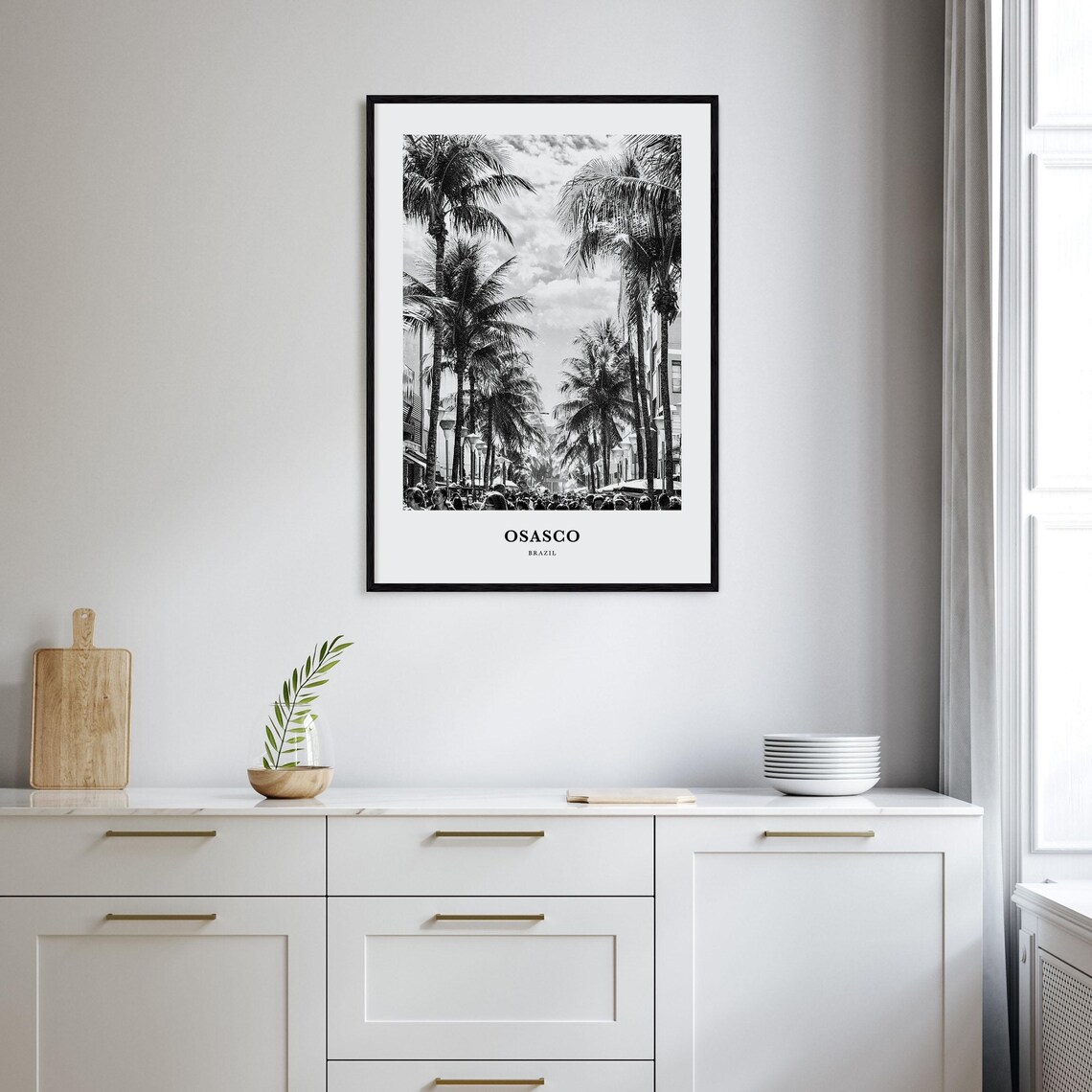 Osasco Brazil Palm Lined Street Black White City Travel Print - Image 2
