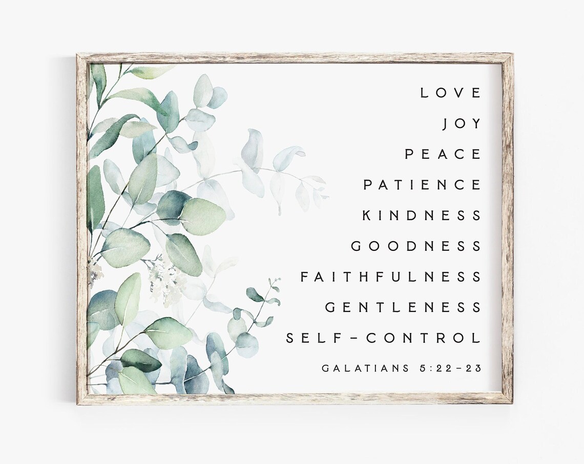 Fruit of the Spirit Galatians 5:22-23 Eucalyptus Botanical Poster