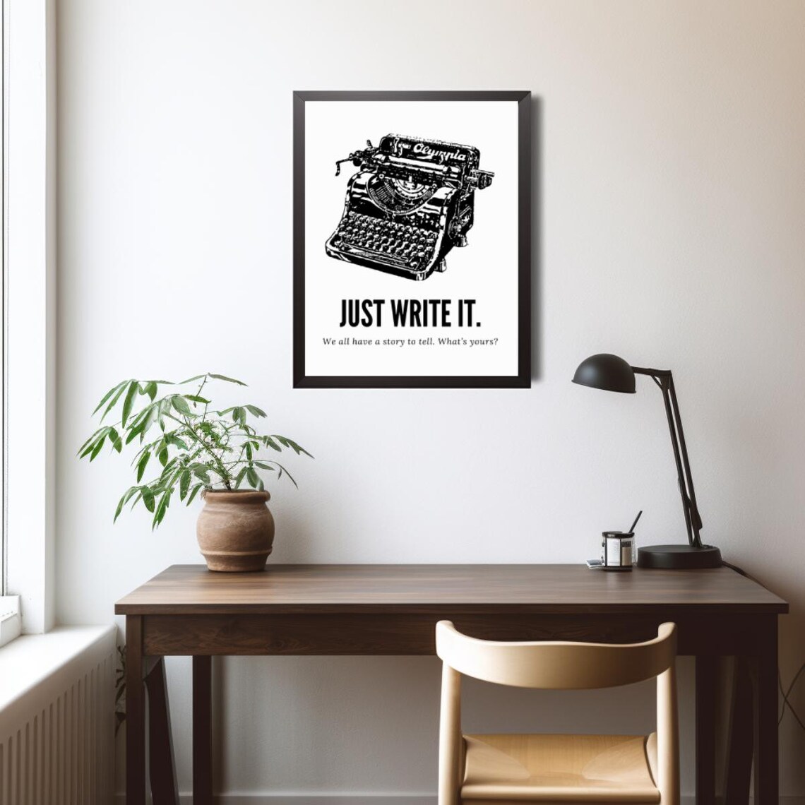 Just Write It Olympia Typewriter Motivational Quote Wall Art - Image 5