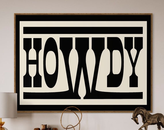 Howdy Typography, Western Ranch Decor Art Print