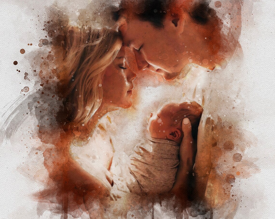 Custom Watercolor Portrait Art Print for Mom, Mothers Day