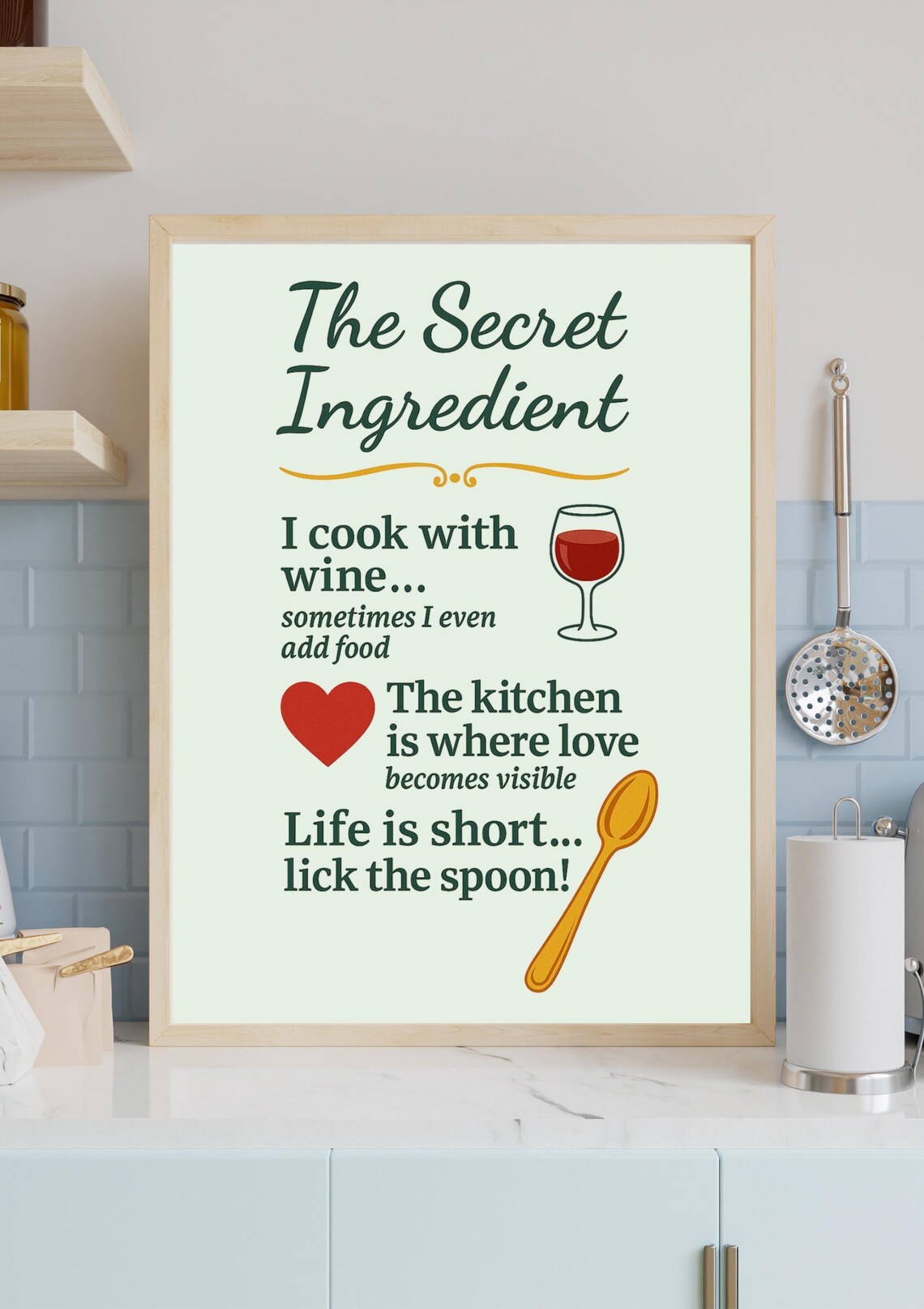 Kitchen Wall Art Wine Quote, Funny Cooking Decor - Image 2
