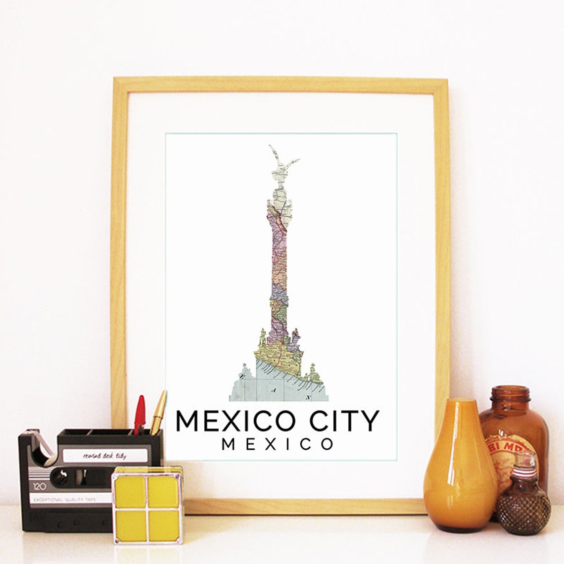 Mexico City Print Mexico City Skyline Mexico City Art Mexico City Poster Mexico City Watercolor Mexico City Art Print Mexico City Map - Image 2