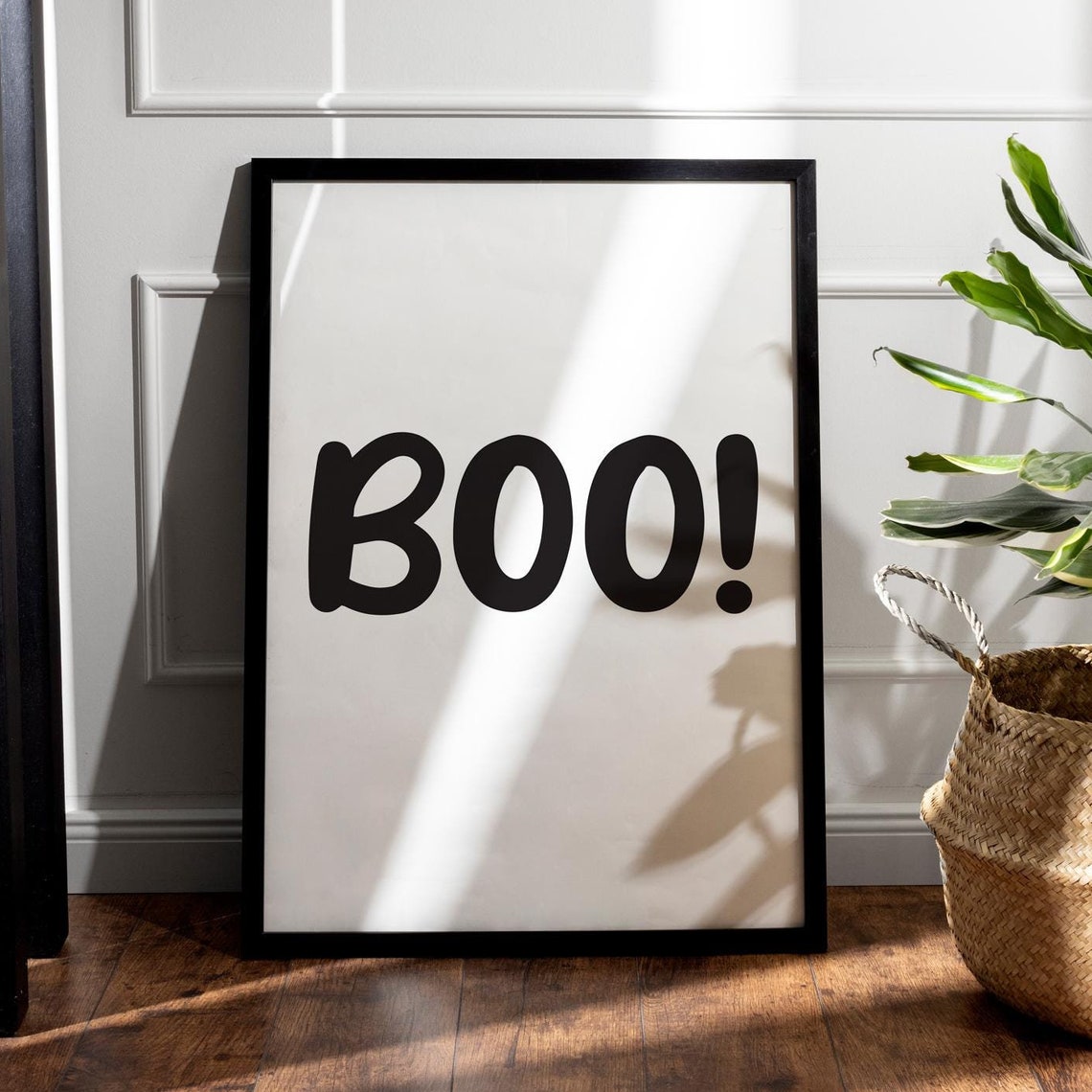 Boo Halloween Poster Minimalist Spooky Typography Cute Wall Decor Art - Image 3