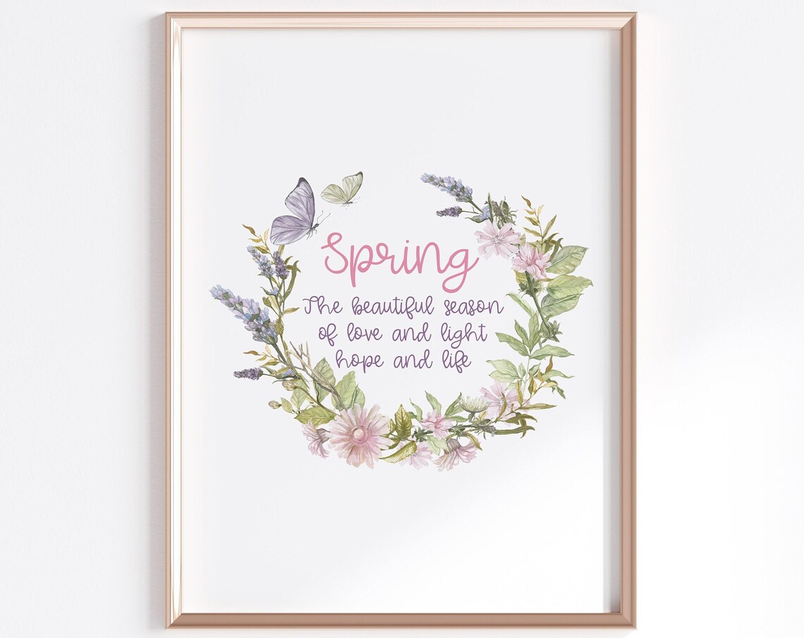 Spring Quote Floral Wreath Easter Saying Art Print - Image 3