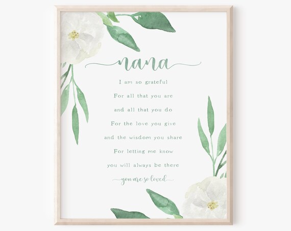 Instant Nana Quote Poem, Heartfelt Birthday Present