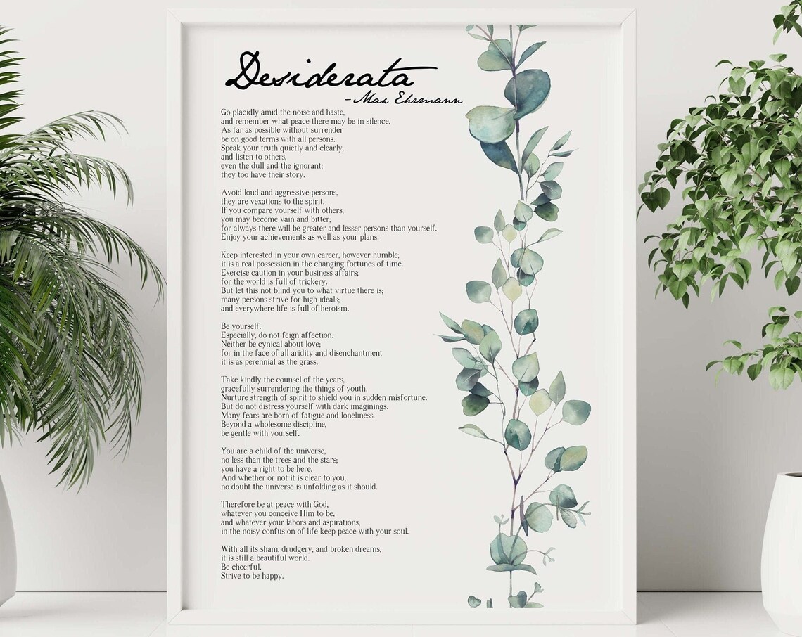 Desiderata Poem by Max Ehrmann Art Print