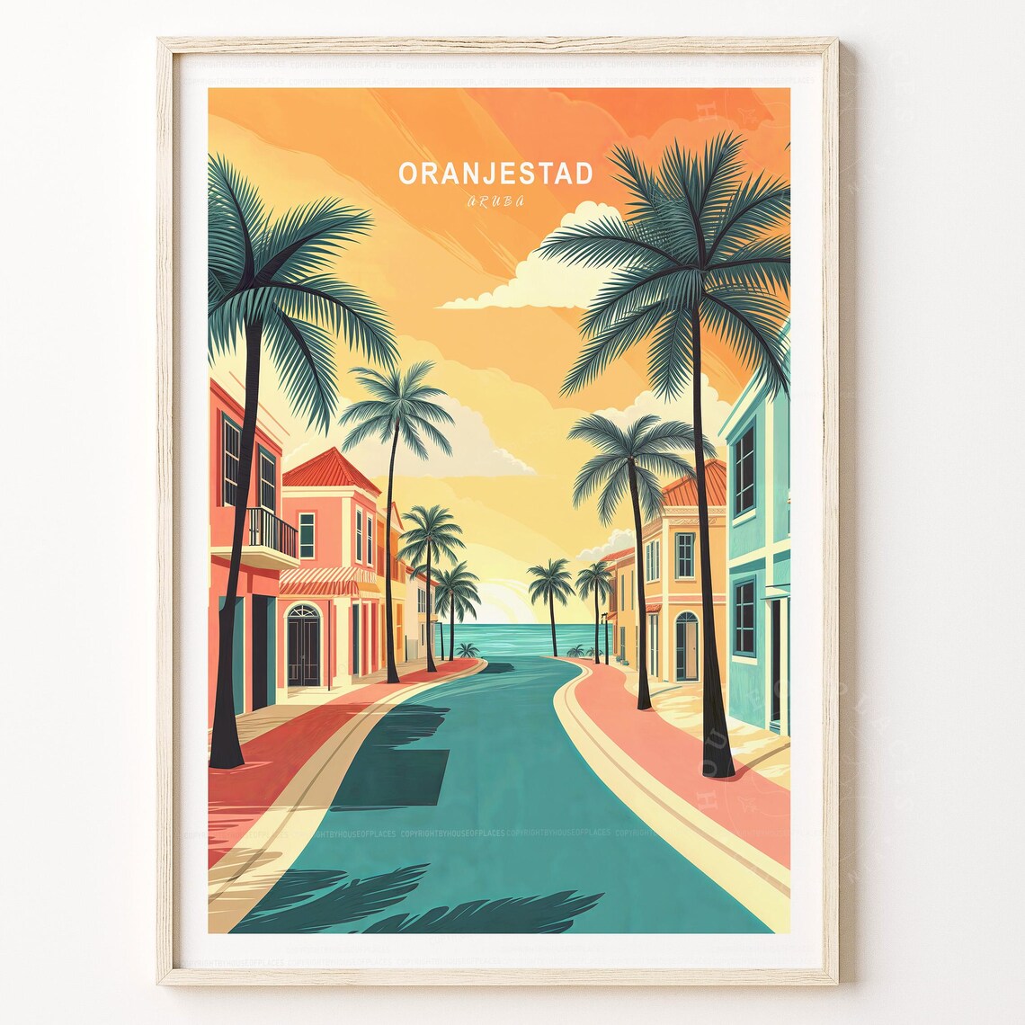 Oranjestad Aruba Minimalist Cityscape Art Print