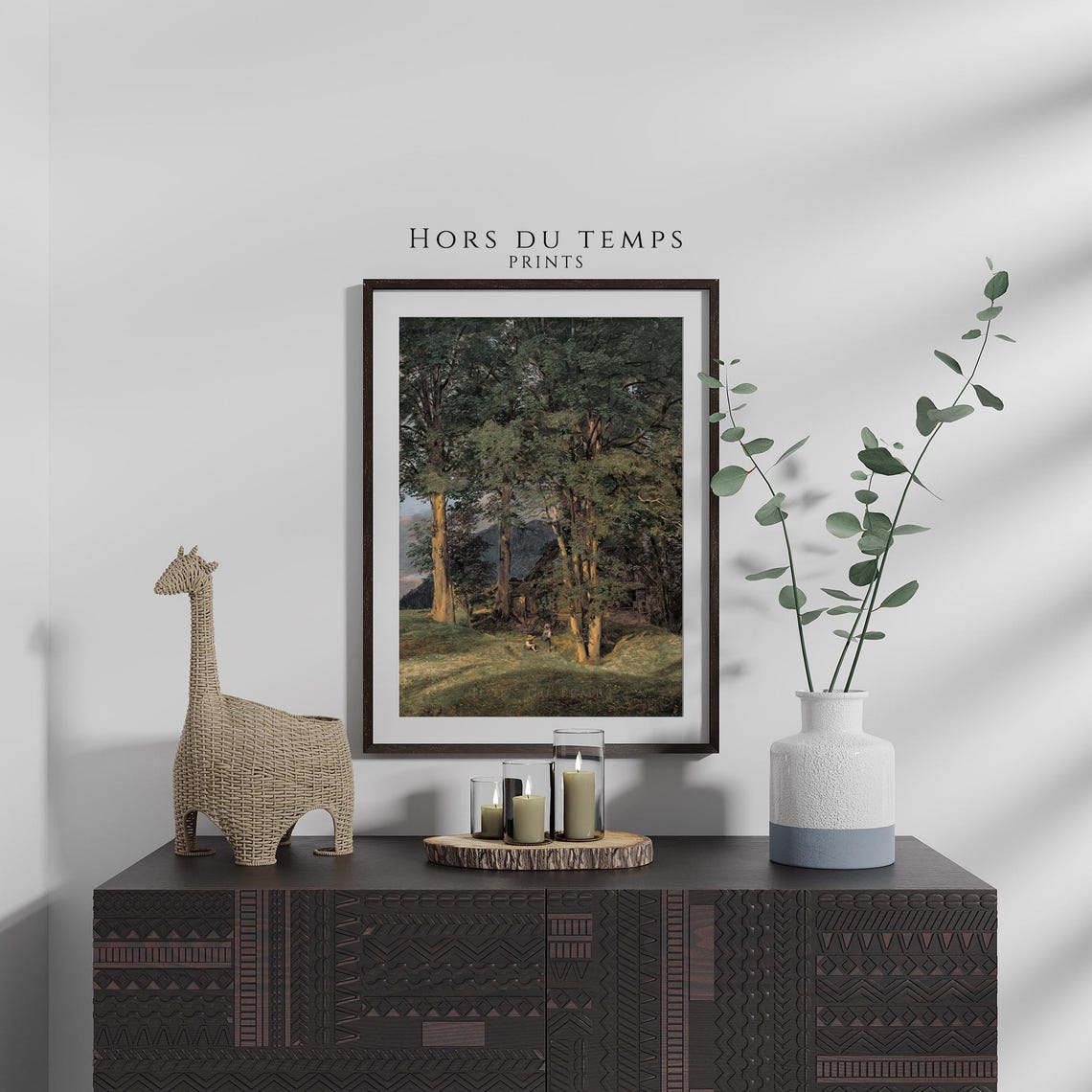 Children in a Dark Towering Forest by a Cabin Vintage Poster - Image 2
