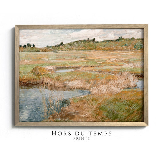Moody Nature Green Tonal Landscape Painting Rustic Farmhouse Vintage Art Hors Du Temps Prints