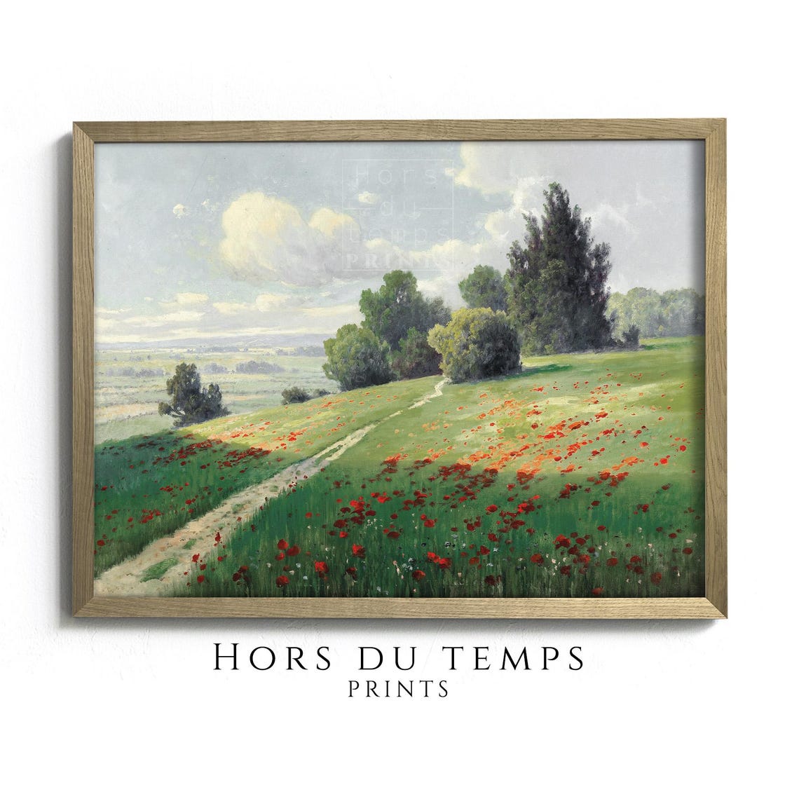 Red Poppy Meadow Path Summer Landscape Impressionist Painting Poster