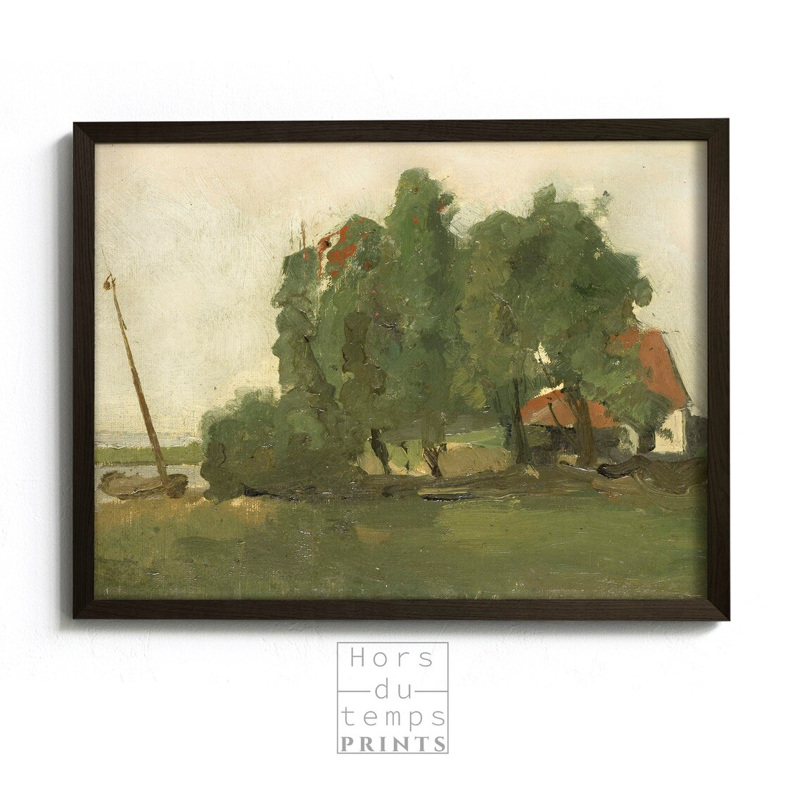 Green Trees Sailboat Mast Red Roof Vintage Impressionist Poster - Image 2