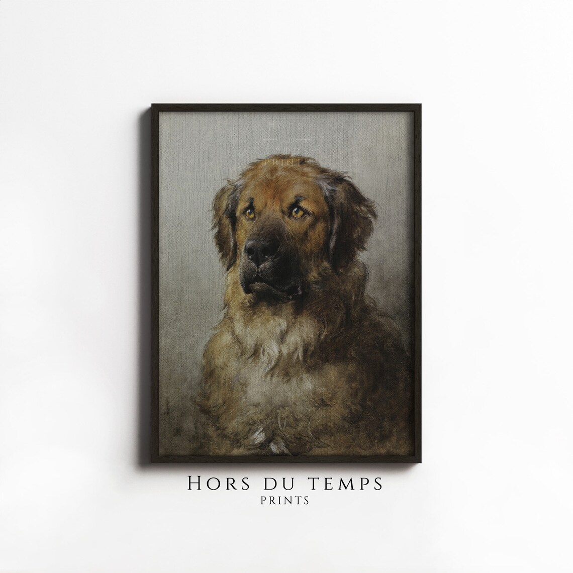 Noble Big Golden Mastiff Portrait Vintage Dog Painting Poster