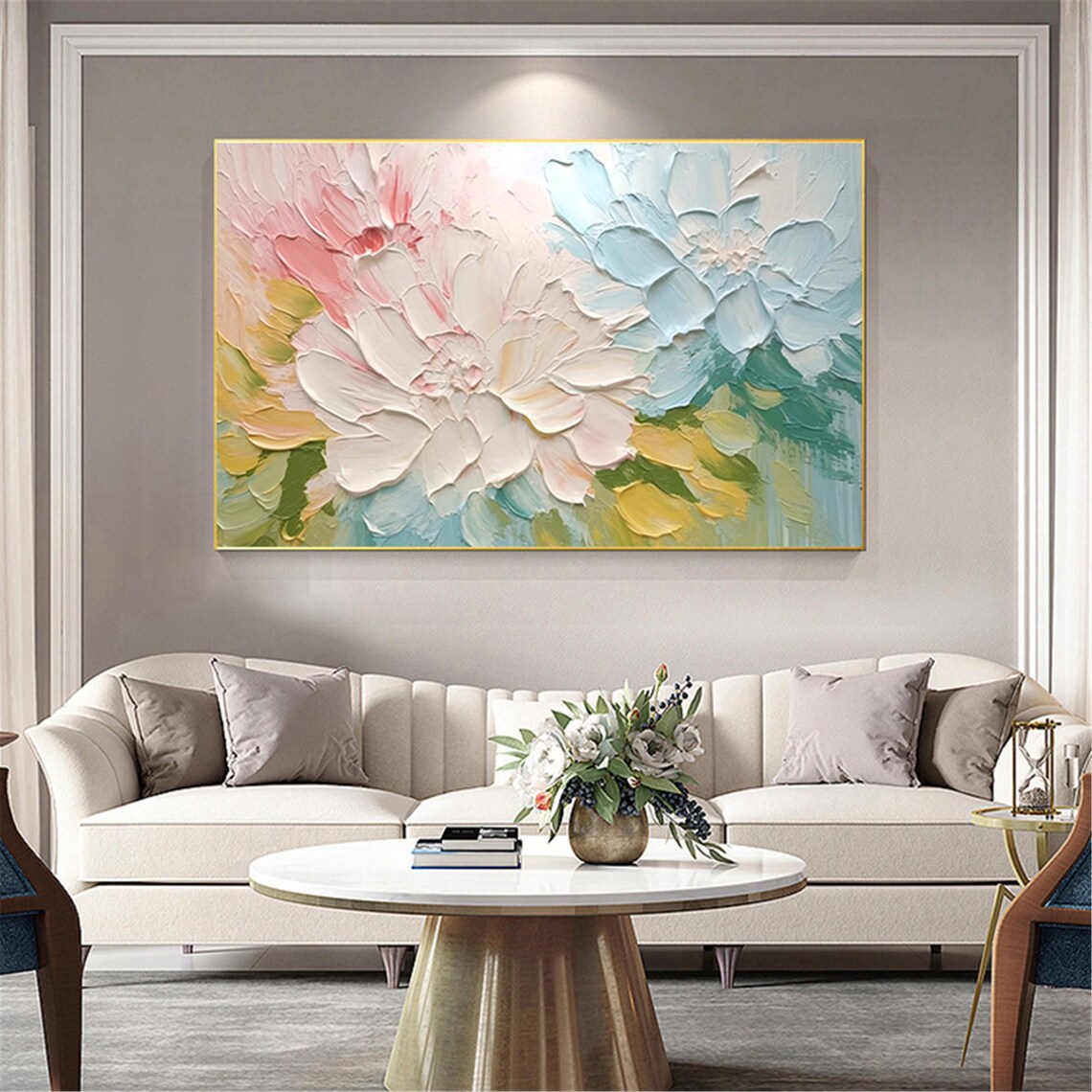 Pink Floral Abstract Acrylic Painting Art Print - Image 4
