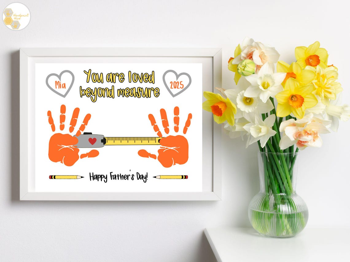 Tape Measure Fathers Day Handprint Craft Art Print - Image 4