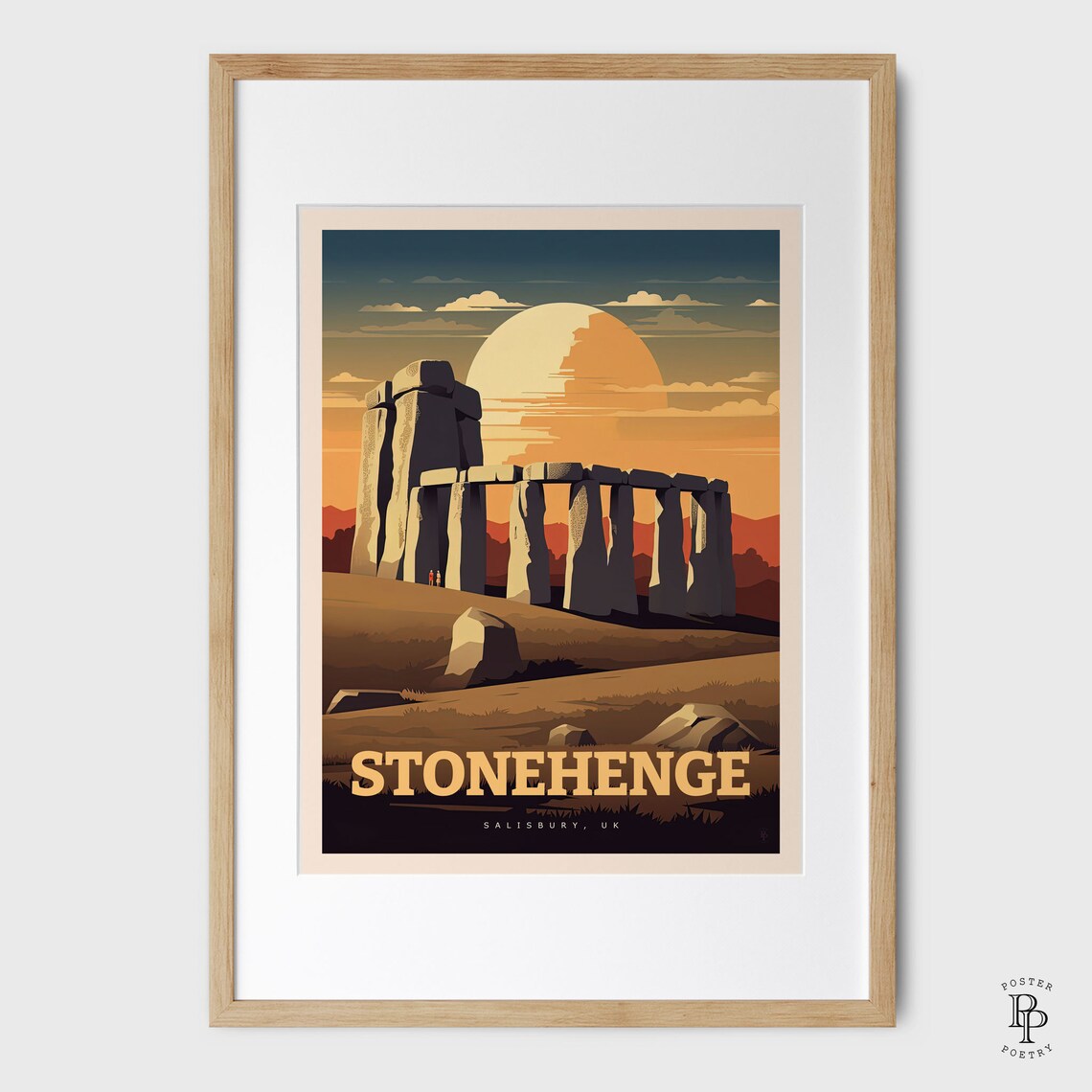 Stonehenge Salisbury UK Ancient Stones Golden Sunset Travel Poster - Image 4