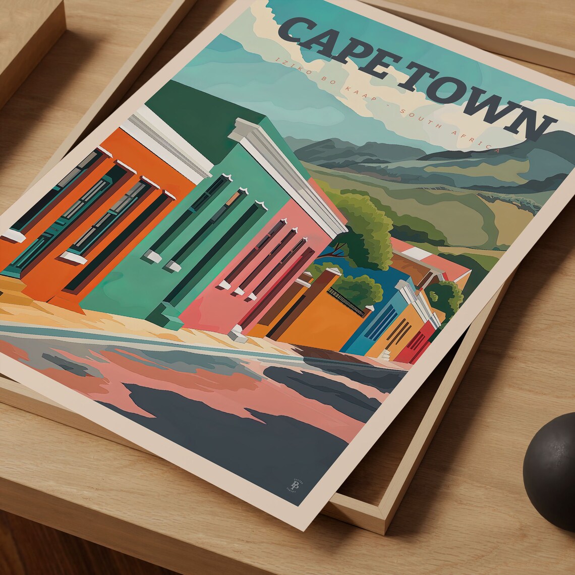 Cape Town South Africa Bo Kaap Colorful Houses Table Mountain Poster - Image 4