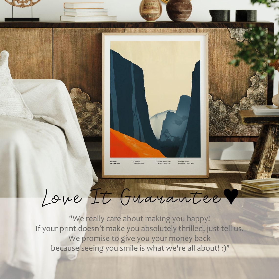 Yosemite National Park Minimalist Cliffs Sunset Valley View Art Poster - Image 2