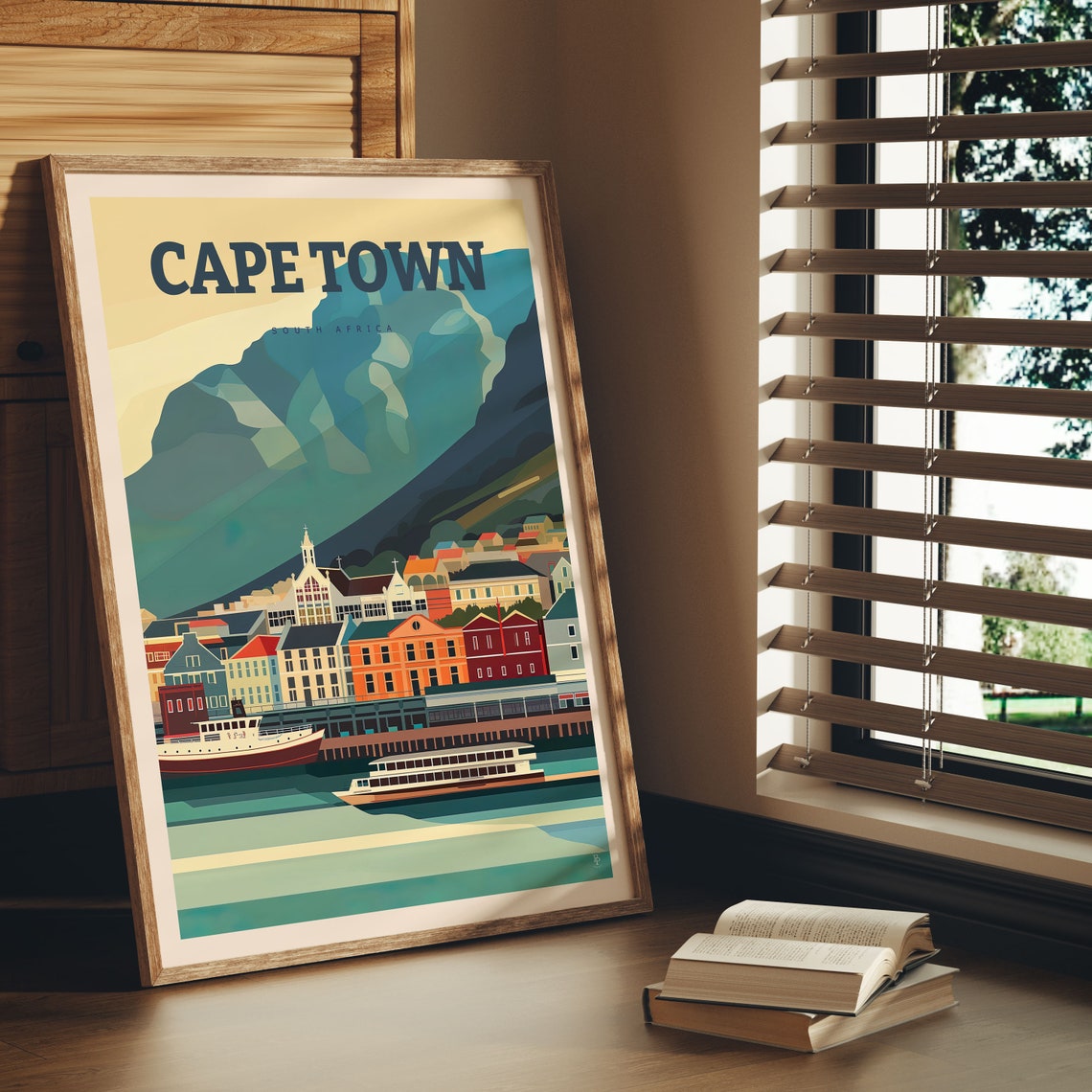 Cape Town South Africa Waterfront Harbor Table Mountain View Poster - Image 2