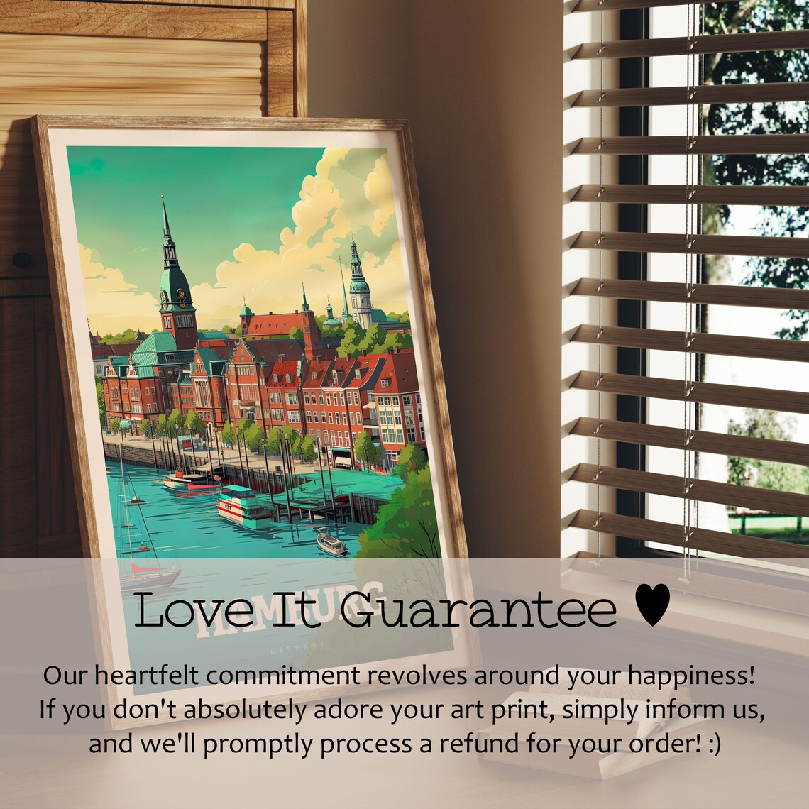 Hamburg Germany Harbor Brick Waterfront Church Tower Travel Poster - Image 2