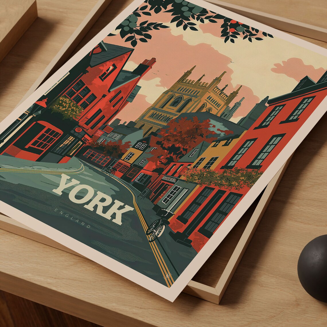 York England Historic Old Street Minster Tower Vintage Travel Poster - Image 4