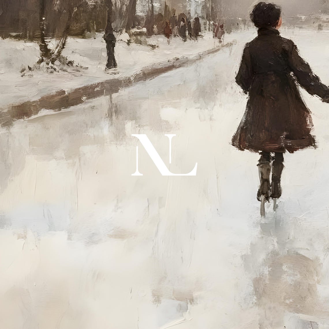Two Skaters Holding Hands Frozen River Vintage Winter Poster - Image 5